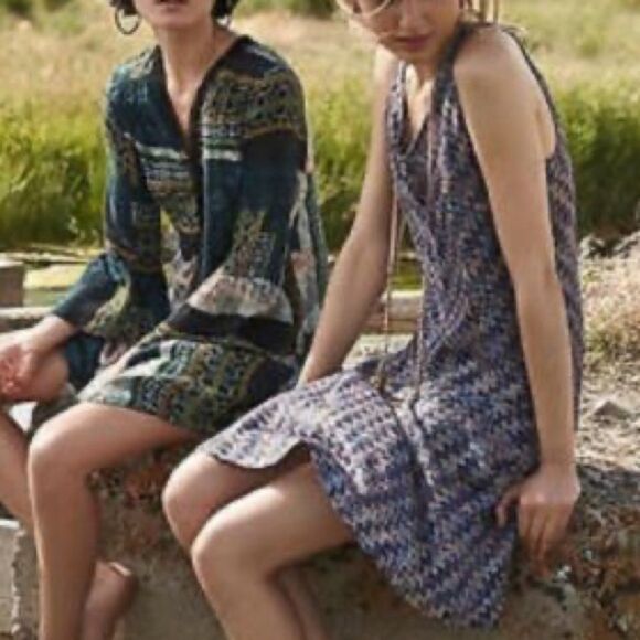 ANTHRO MAEVE Westwater Sleeveless Hi-Low Knit V-Neck Mini Dress Blue Pink M - Picture 4 of 14